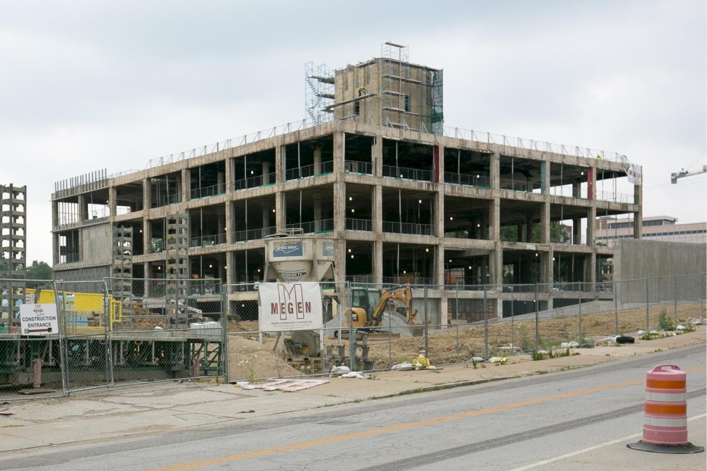 Building in mid-construction on a Megen jobsite